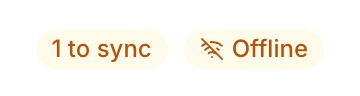 Status bar reading 1 to sync, Offline.